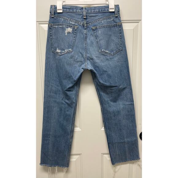 Rag & Bone Straight Leg Jean in Shaker Wash Distressed Raw Hem size 27 - Picture 5 of 6